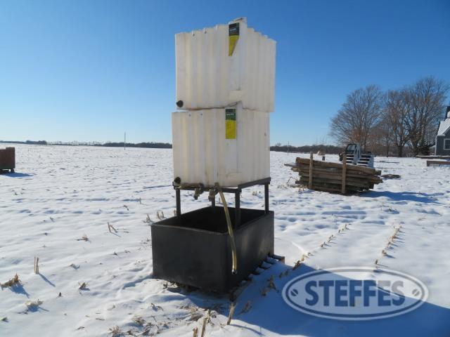 Bulk oil station, (2) 110 gallon stackable totes, bottom containment unit